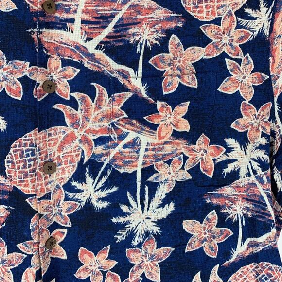 Caribbean Silk Tropical Short Sleeve Button Front Hawaiian Shirt Size XL Floral - Picture 3 of 8